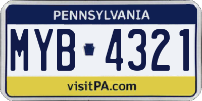 PA license plate MYB4321