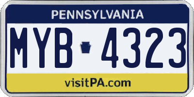 PA license plate MYB4323