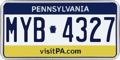 PA license plate MYB4327