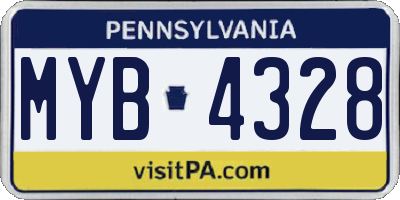 PA license plate MYB4328