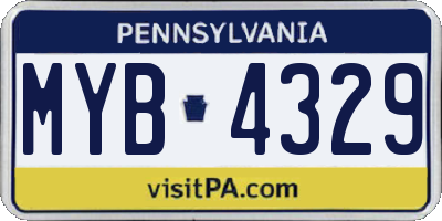 PA license plate MYB4329