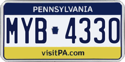 PA license plate MYB4330