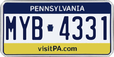 PA license plate MYB4331