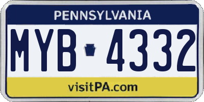 PA license plate MYB4332