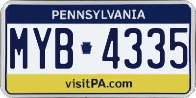 PA license plate MYB4335