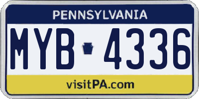 PA license plate MYB4336