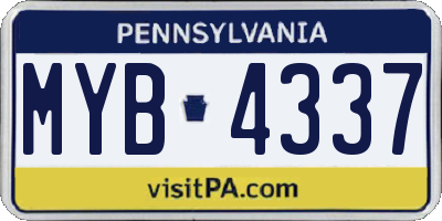 PA license plate MYB4337