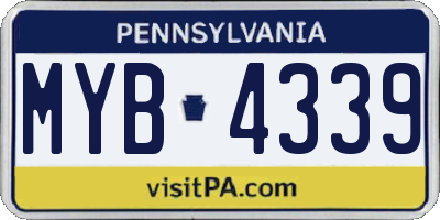 PA license plate MYB4339
