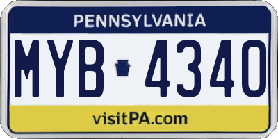 PA license plate MYB4340