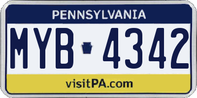 PA license plate MYB4342