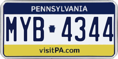 PA license plate MYB4344