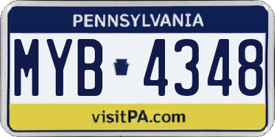 PA license plate MYB4348