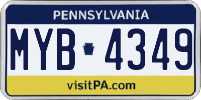 PA license plate MYB4349