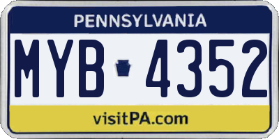 PA license plate MYB4352