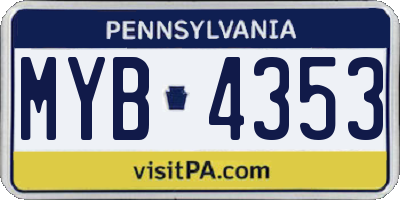 PA license plate MYB4353