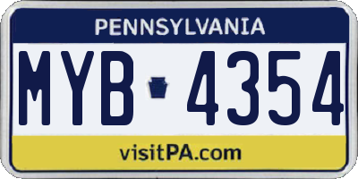 PA license plate MYB4354