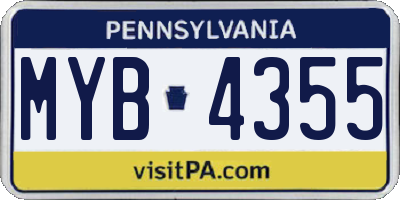 PA license plate MYB4355