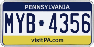 PA license plate MYB4356