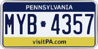 PA license plate MYB4357