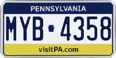 PA license plate MYB4358