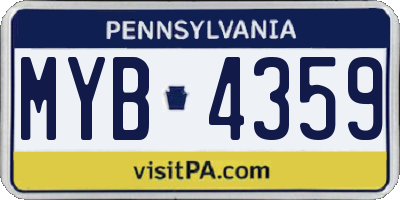 PA license plate MYB4359