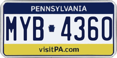 PA license plate MYB4360