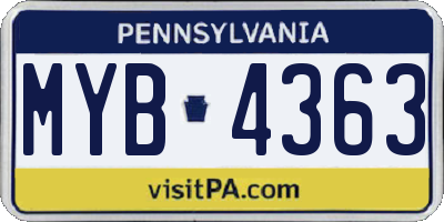 PA license plate MYB4363