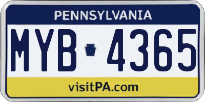 PA license plate MYB4365