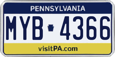 PA license plate MYB4366