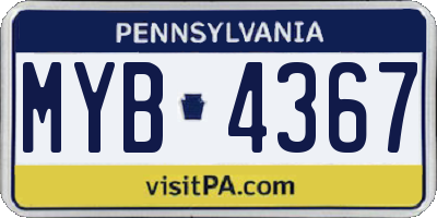PA license plate MYB4367