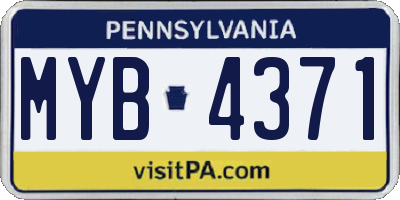PA license plate MYB4371