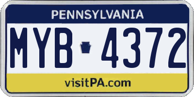 PA license plate MYB4372