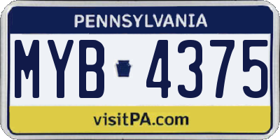 PA license plate MYB4375