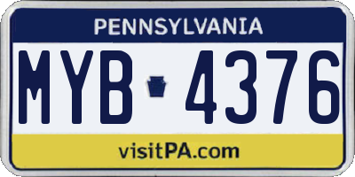 PA license plate MYB4376