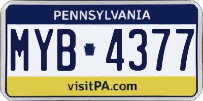 PA license plate MYB4377