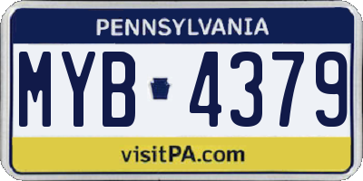 PA license plate MYB4379