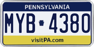 PA license plate MYB4380