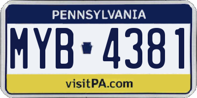 PA license plate MYB4381