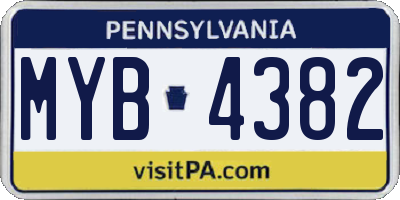 PA license plate MYB4382