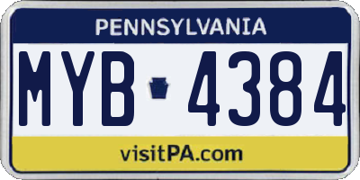 PA license plate MYB4384