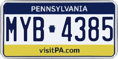 PA license plate MYB4385