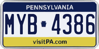 PA license plate MYB4386