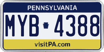 PA license plate MYB4388