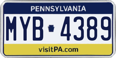 PA license plate MYB4389