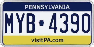 PA license plate MYB4390