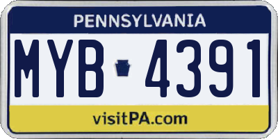 PA license plate MYB4391