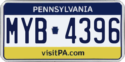 PA license plate MYB4396
