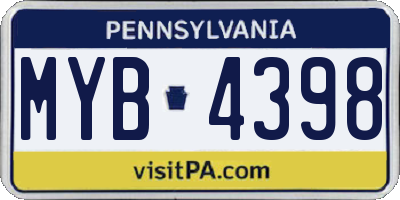 PA license plate MYB4398