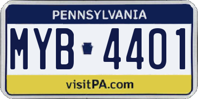 PA license plate MYB4401