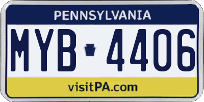 PA license plate MYB4406